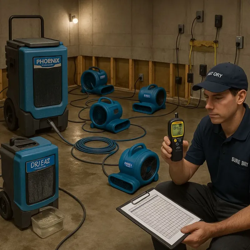 Structural Drying and Dehumidification process in Tahoma, CA